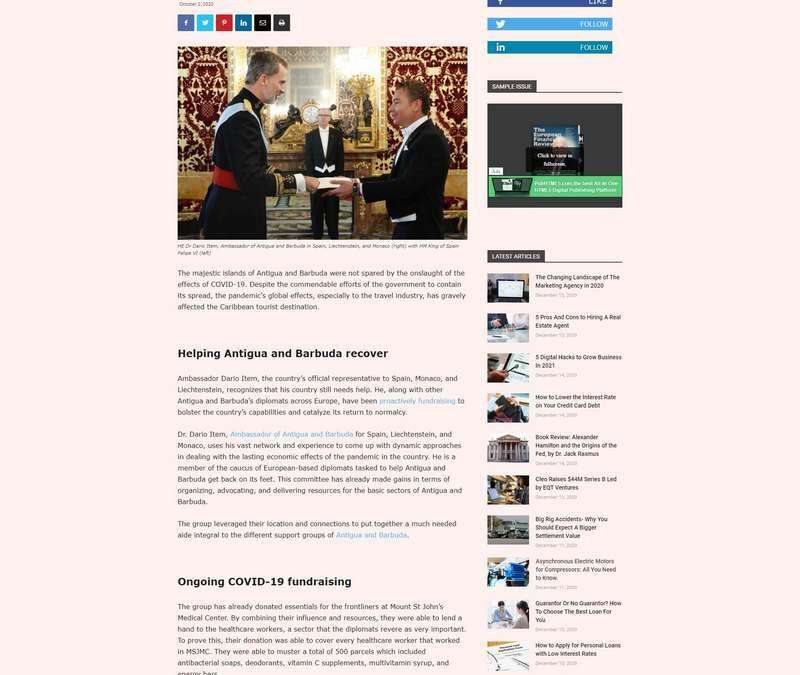 Dario Item, Ambassador of Antigua and Barbuda: How We Can Help it Bounce Back