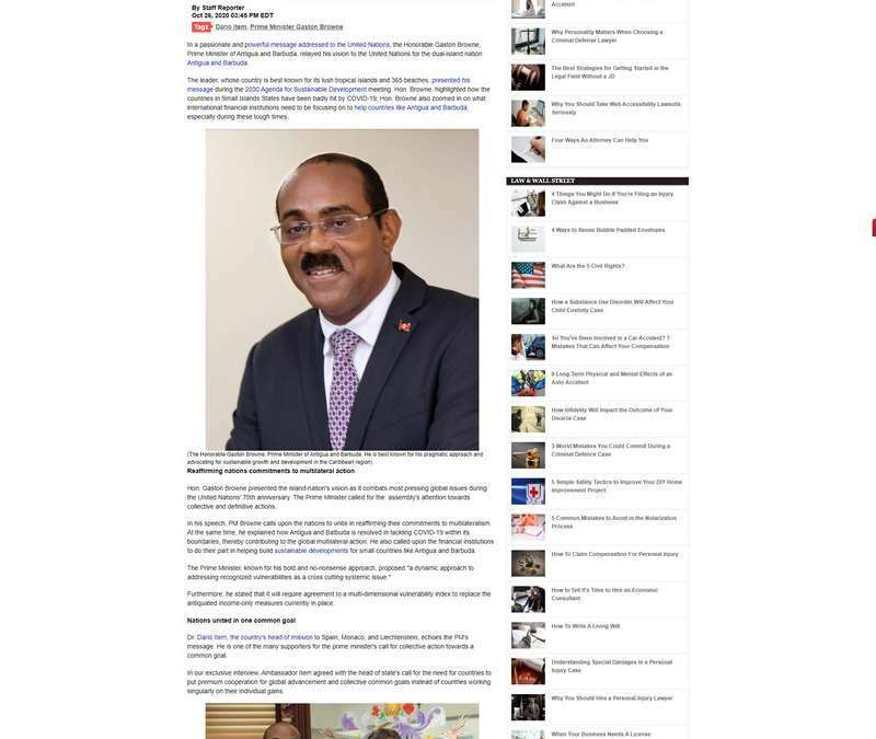 Ambassador Dario Item on Prime Minister Gaston Browne&rsquo;s Call to UN for Collective Approach