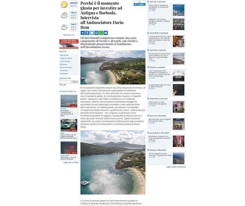 Perché è il momento giusto per investire ad Antigua e Barbuda. Intervista all’Ambasciatore Dario Item