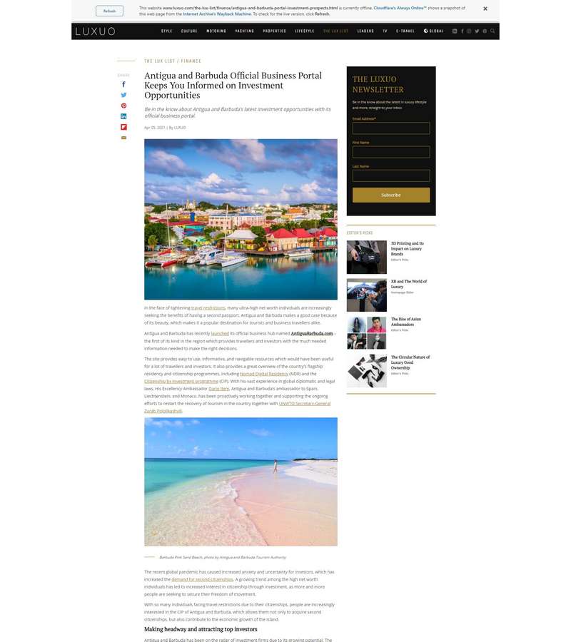 Antigua and Barbuda Official Business Portal Keeps You Informed on Investment Opportunities